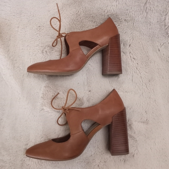 Seychelles Heritage Retro Dole Leather  Mary Jane Tie Front Stacked Block Heel - Picture 5 of 8